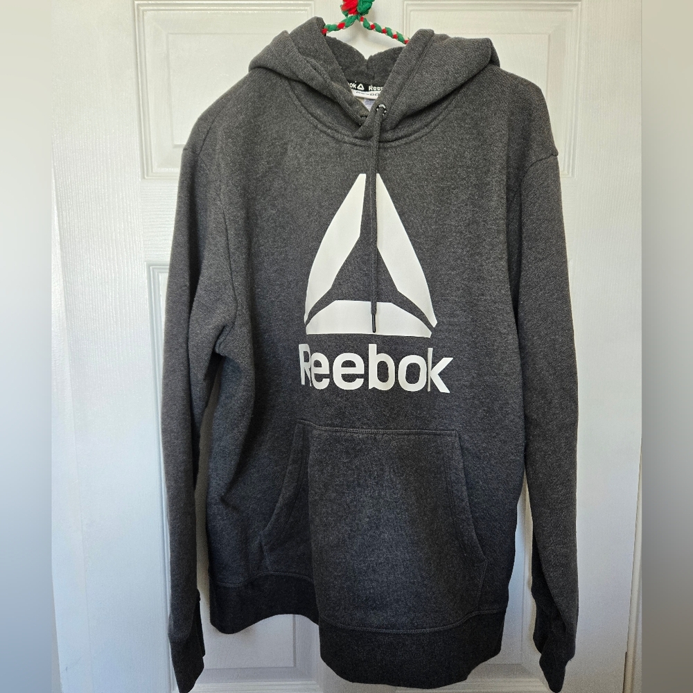 Reebok Dark Gray Pullover Hoodie with White Logo